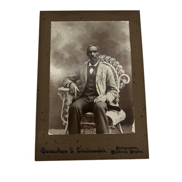 Carnahan & Lindamood Cabinet Card African American Man Wytheville VA Studio - Picture 1 of 7